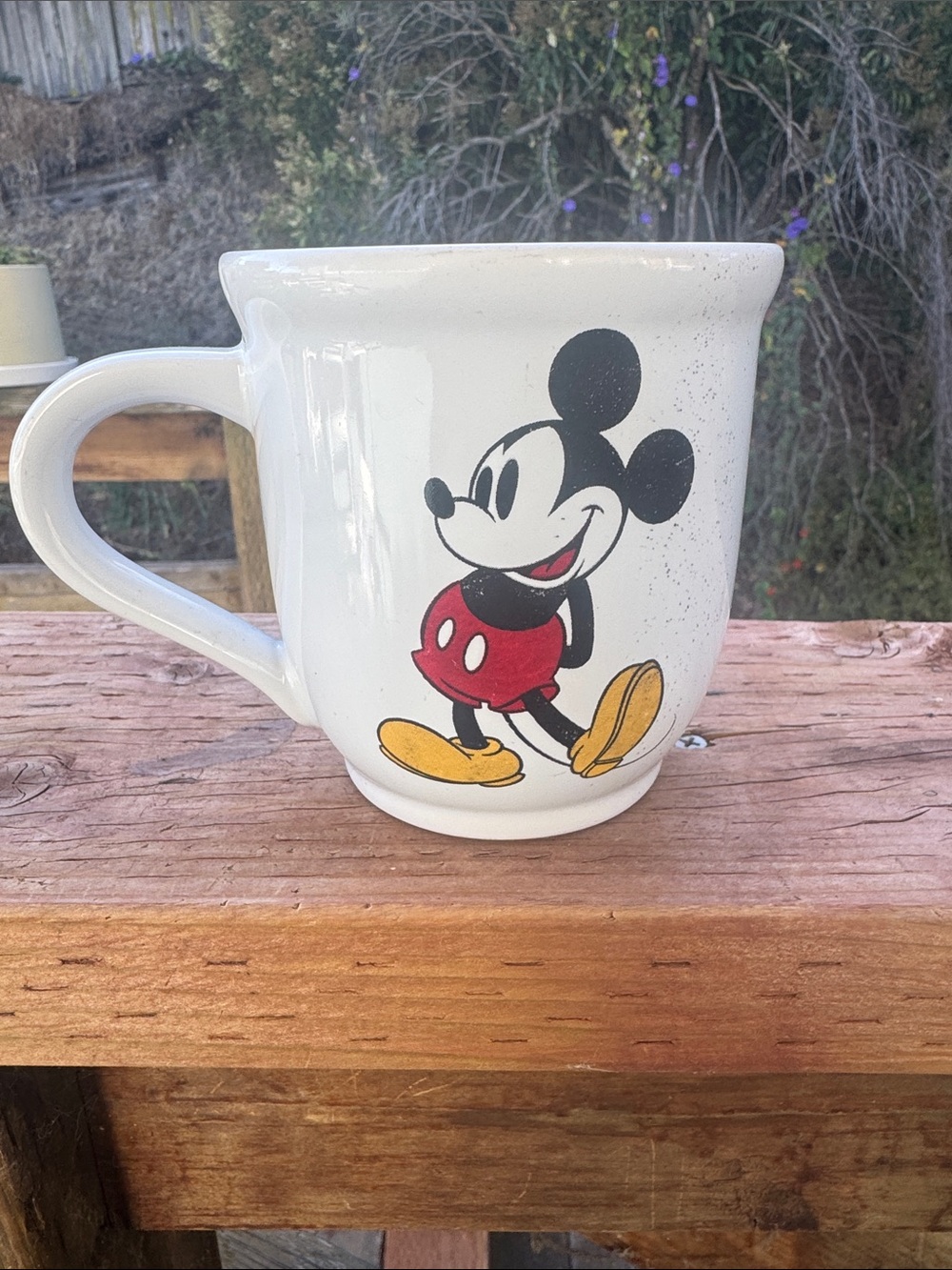 Disney White Ceramic Mug with Classic Mickey Artwork and Red/Yellow Accents